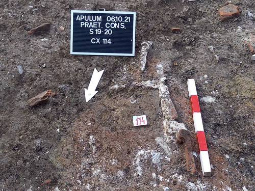 Clădirea romană II, camera W2: 1-2. detalii ale contextelor Cx 113 și Cx 114 (imagini dinspre N și N-E).